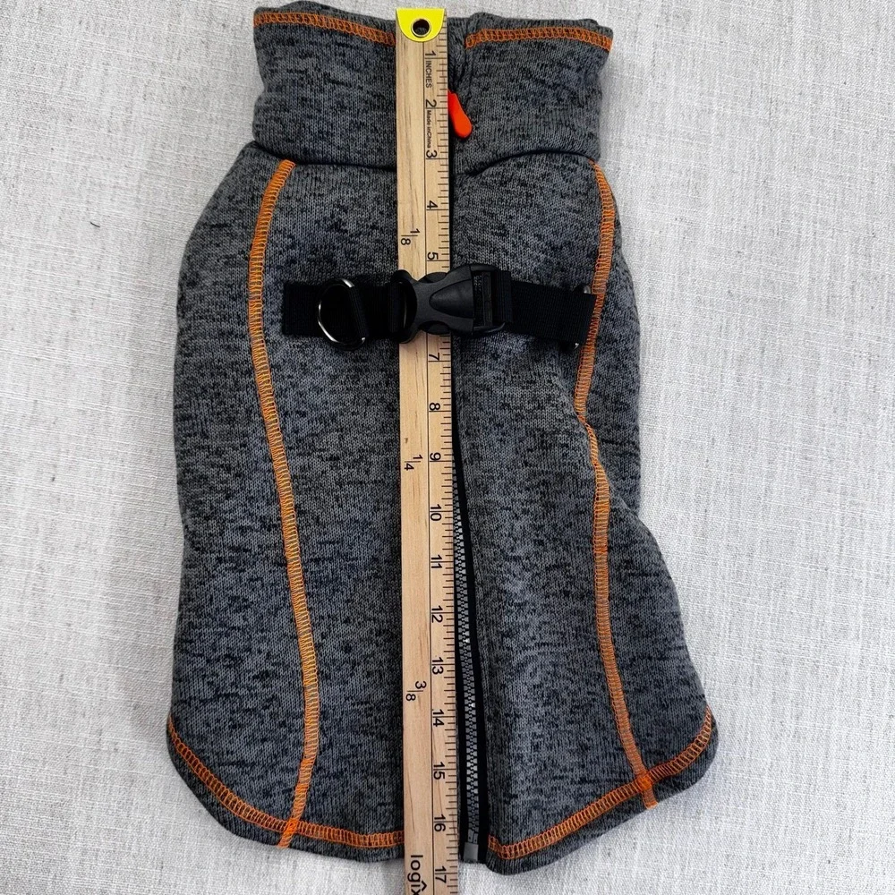 Dress Your Pet‎ With Love Gray Fleece Dog Sweater Vest Harness Zipper Large NEW